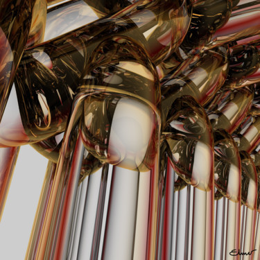 Arts numériques intitulée "chains-6-0-43x43-si…" par Patrice Elmer, Œuvre d'art originale, Modélisation 3D