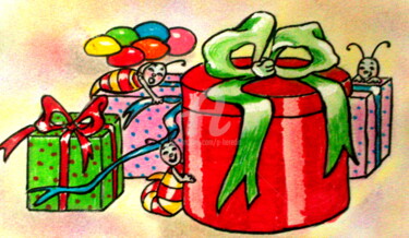 Drawing titled "Cadeaux et Dragées" by Cya, Original Artwork, Other