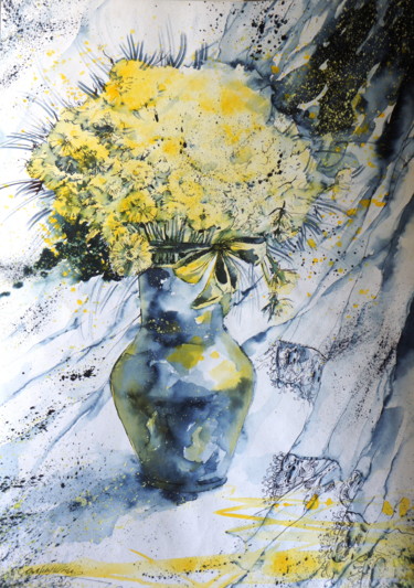 Картина под названием "Little suns" - Iryna Tatur, Подлинное произведение искусства, Чернила