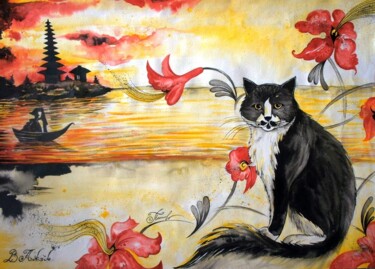 Schilderij getiteld "Bali" door Iryna Tatur, Origineel Kunstwerk, Inkt