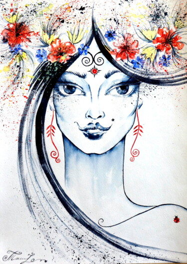 「Hera」というタイトルの絵画 Iryna Taturによって, オリジナルのアートワーク, インク