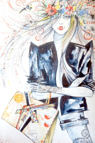 Malerei mit dem Titel "Towards Dreams - 2" von Iryna Tatur, Original-Kunstwerk, Tinte