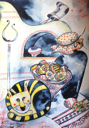 "The eve of Easter" başlıklı Tablo Iryna Tatur tarafından, Orijinal sanat, Mürekkep