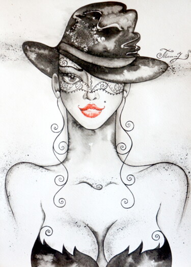 Painting titled "Nicole" by Iryna Tatur, Original Artwork, Ink