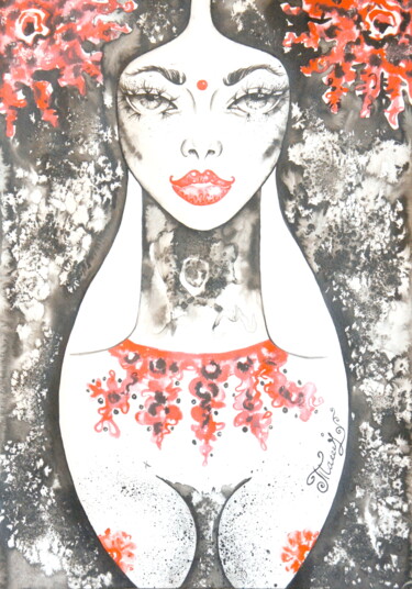 Картина под названием "Karmelita" - Iryna Tatur, Подлинное произведение искусства, Чернила