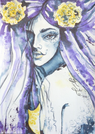 Painting titled "Varda" by Iryna Tatur, Original Artwork, Ink