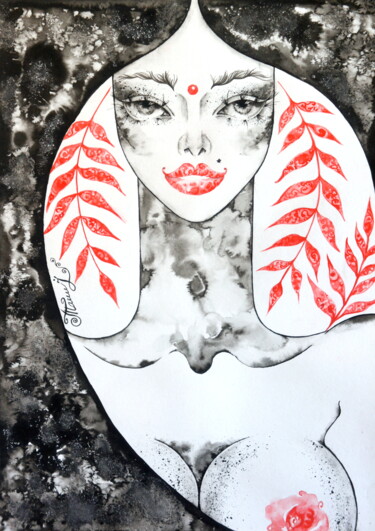 「Laura」というタイトルの絵画 Iryna Taturによって, オリジナルのアートワーク, インク
