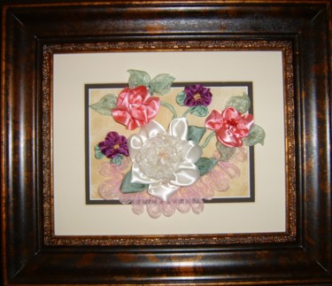 Textile Art titled "Framed Floral" by P.K. Brasby, Original Artwork
