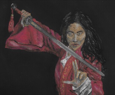 Drawing titled "Mulan" by P. Le Sommer, Original Artwork, Pastel