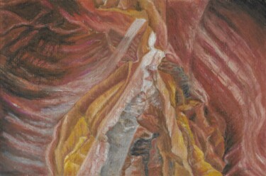 Tekening getiteld "Canyon" door P. Le Sommer, Origineel Kunstwerk, Pastel