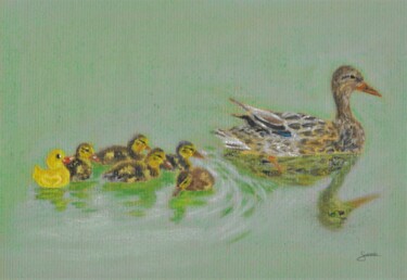 Disegno intitolato "Duck duck duck" da P. Le Sommer, Opera d'arte originale, Pastello