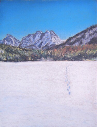Drawing titled "Footprints in the s…" by P. Le Sommer, Original Artwork, Pastel