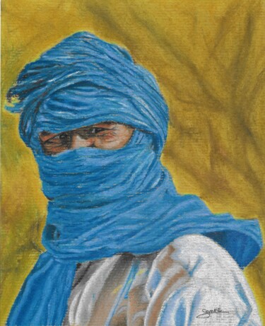 Drawing titled "Touareg" by P. Le Sommer, Original Artwork, Pastel