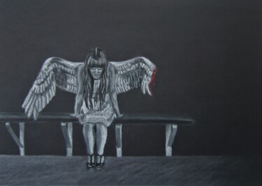 Desenho intitulada "Broken wing" por P. Le Sommer, Obras de arte originais, Pastel