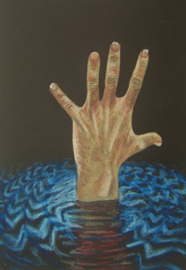 Drawing titled "Can anybody help ?" by P. Le Sommer, Original Artwork, Pastel