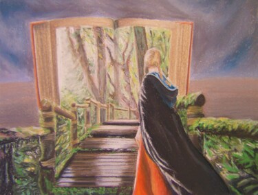 Drawing titled "Escaping reality" by P. Le Sommer, Original Artwork, Pastel