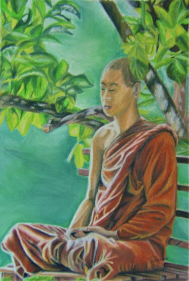Drawing titled "Looking for peace" by P. Le Sommer, Original Artwork, Pastel