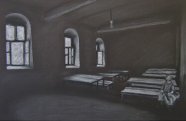 Drawing titled "Loneliness" by P. Le Sommer, Original Artwork, Pastel