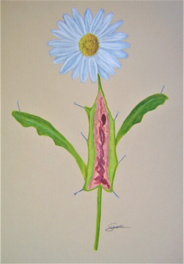 Pintura intitulada "Dissection florale" por P. Le Sommer, Obras de arte originais, Acrílico