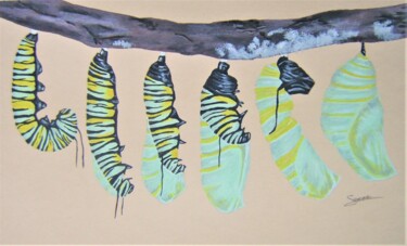 Painting titled "From catterpillar t…" by P. Le Sommer, Original Artwork, Acrylic