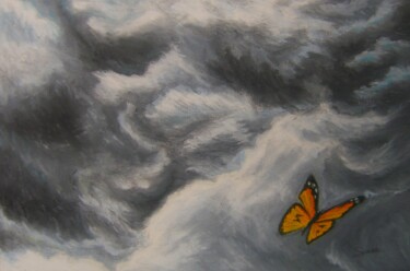 Rysunek zatytułowany „Into the storm” autorstwa P. Le Sommer, Oryginalna praca, Pastel