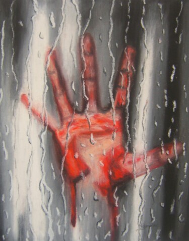 Drawing titled "Help !" by P. Le Sommer, Original Artwork, Pastel