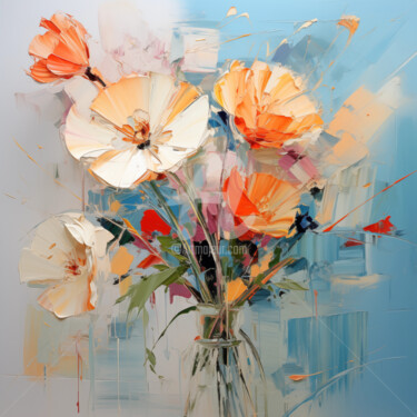 Digitale Kunst mit dem Titel "Flowers5" von P. Lee, Original-Kunstwerk, Digitale Malerei