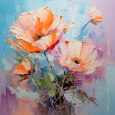 Digitale Kunst mit dem Titel "Flowers33" von P. Lee, Original-Kunstwerk, Öl
