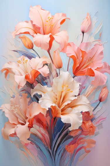 Digital Arts titled "Flowers64" by P. Lee, Original Artwork, Digital Painting