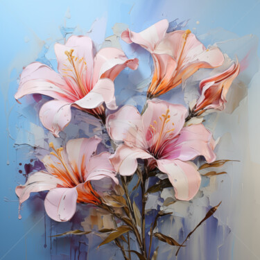 Digital Arts titled "Flowers72" by P. Lee, Original Artwork, Oil
