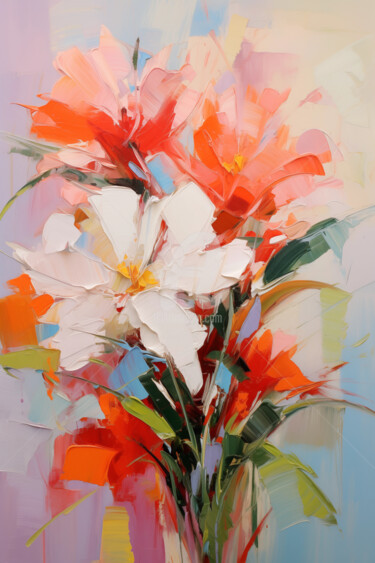 Digital Arts titled "Flowers80" by P. Lee, Original Artwork, Digital Painting