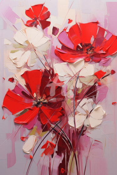 Digitale Kunst mit dem Titel "Flowers94" von P. Lee, Original-Kunstwerk, Digitale Malerei