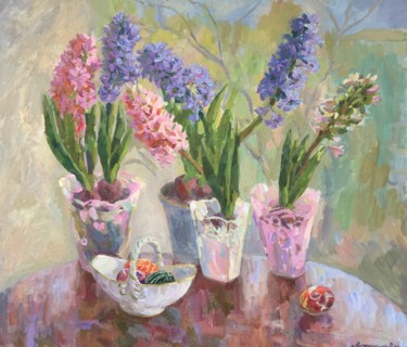 Painting titled "Spring Still Life" by Paula Lytovchenko, Original Artwork, Oil