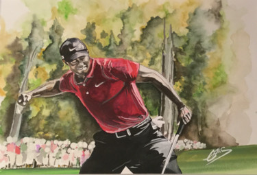 Painting titled "Tiger Wood" by Eric Poirier, Original Artwork