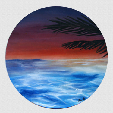 Painting titled "Sunset in California" by Polina Osipchuk, Original Artwork, Acrylic Mounted on Wood Stretcher frame