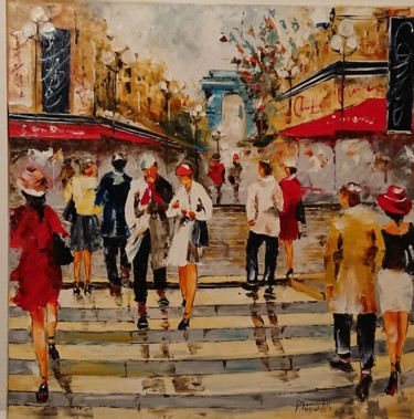 Картина под названием "Paris champs Élysées" - Pierre Tremauville, Подлинное произведение искусства, Масло