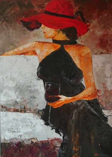 Peinture intitulée "Parisienne la pause" par Pierre Tremauville, Œuvre d'art originale, Huile