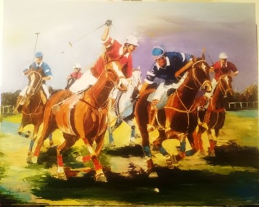 Painting titled "Polo a Chantilly" by Pierre Tremauville, Original Artwork, Oil