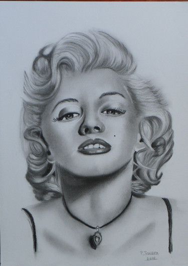 Dessin intitulée "marilyn2.jpg" par Pietro Tuscano, Œuvre d'art originale, Fusain