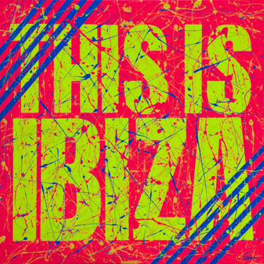 Painting titled "This is Ibiza" by Pabbou, Original Artwork, Acrylic Mounted on Wood Stretcher frame