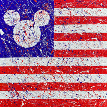 Malerei mit dem Titel "Flag of Mike" von Pabbou, Original-Kunstwerk, Acryl Auf Keilrahmen aus Holz montiert