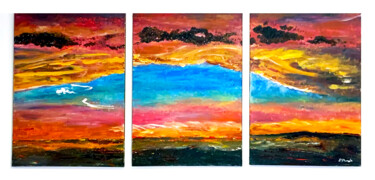 Painting titled "SUNSET PARADISE" by Pablo Duran Andrade, Original Artwork, Acrylic