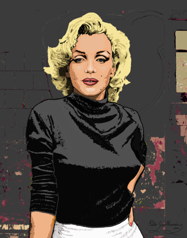 Digital Arts titled "Marilyn Monroe-1" by Pablo Guillamon, Original Artwork, Digital Painting