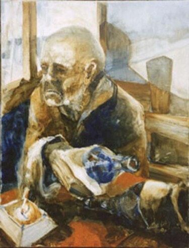 Pintura titulada "Anciano en el bar" por Pablo Scioti, Obra de arte original