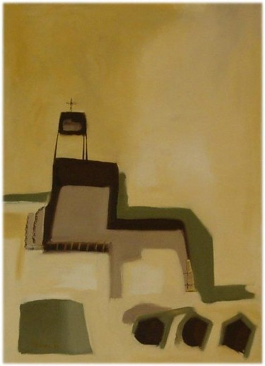 Peinture intitulée "l'eglise" par Alain Thomas, Œuvre d'art originale