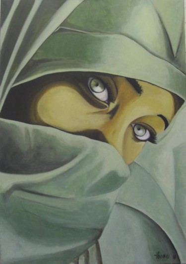 Peinture intitulée "femme voilée" par Alain Thomas, Œuvre d'art originale