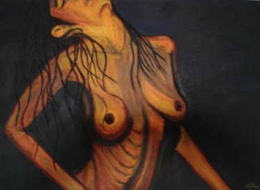 Pintura titulada "figura mujer fondo…" por Pablo Setti-Oleos, Obra de arte original