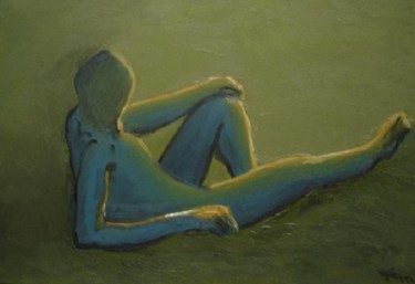 Pintura titulada "Figura azul, fondo…" por Pablo Setti-Oleos, Obra de arte original