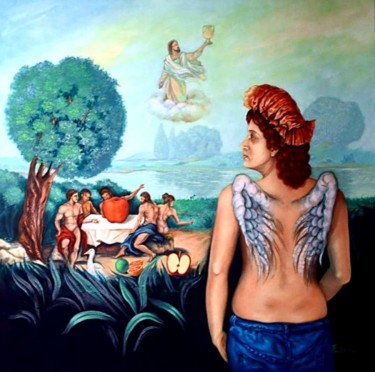 Pintura intitulada "Esperando a San Arm…" por Jose De Jesus Pacheco Cruz, Obras de arte originais