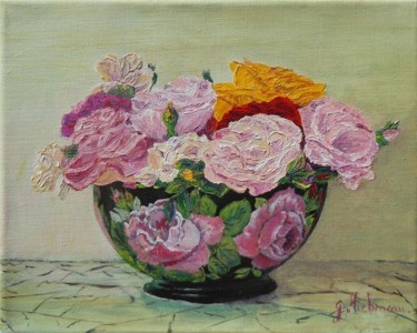 Peinture intitulée "Les roses" par Pachet Micheneau, Œuvre d'art originale